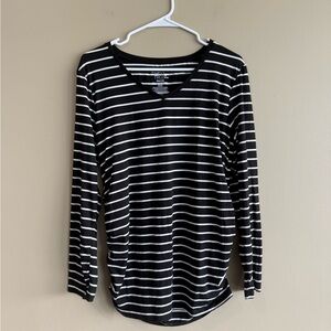 NEW Maternity Black and White Stripe Long Sleeve Tee